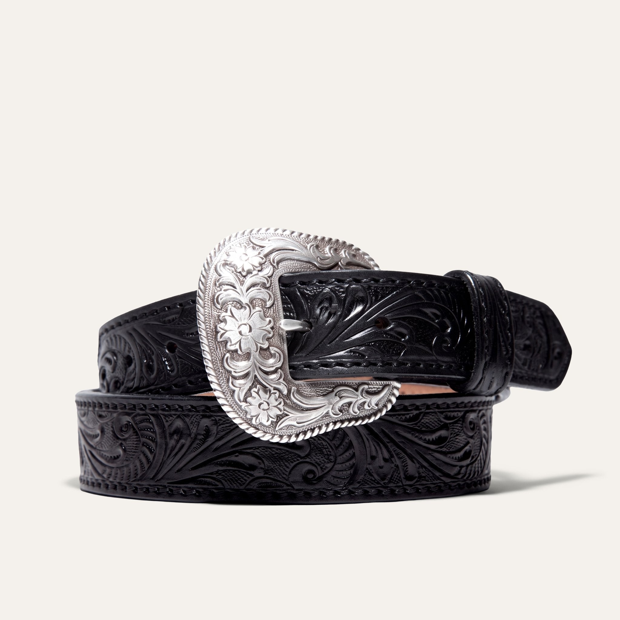 Hand-Tooled Western Billet Belt - Will Leather Goods